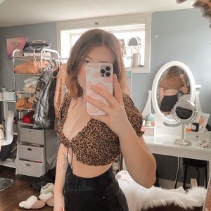 Cheetah print self tie top